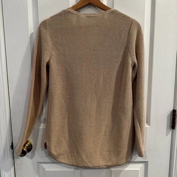 J.McLaughlin Camel Callum V-Neck Sweater Classic Quiet Luxury Size Small - Picture 10 of 10